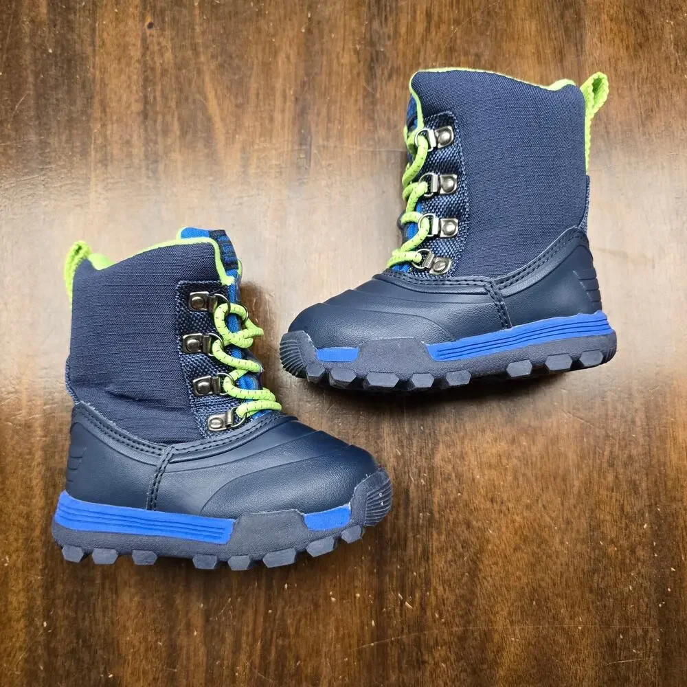 Carter's Navy Blue and Lime Green Kids Rain & Snow Boots